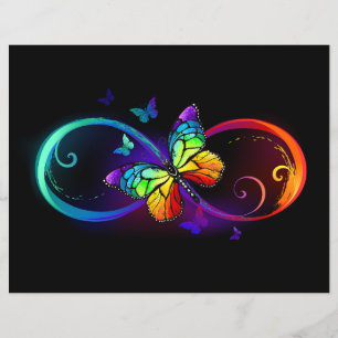 Vibrant infinity with rainbow butterfly on black