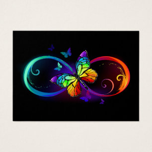 Vibrant infinity with rainbow butterfly on black 