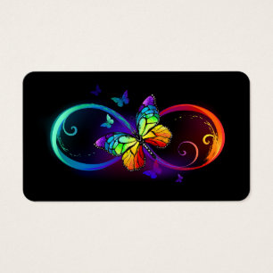 Vibrant infinity with rainbow butterfly on black