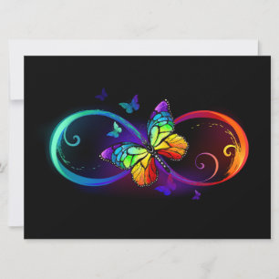 Vibrant infinity with rainbow butterfly on black  announcement