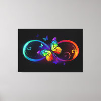 Vibrant infinity with rainbow butterfly on black