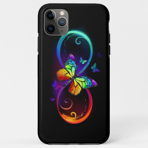 Vibrant infinity with rainbow butterfly on black iPhone 11 pro max case