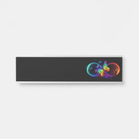 Vibrant infinity with rainbow butterfly on black