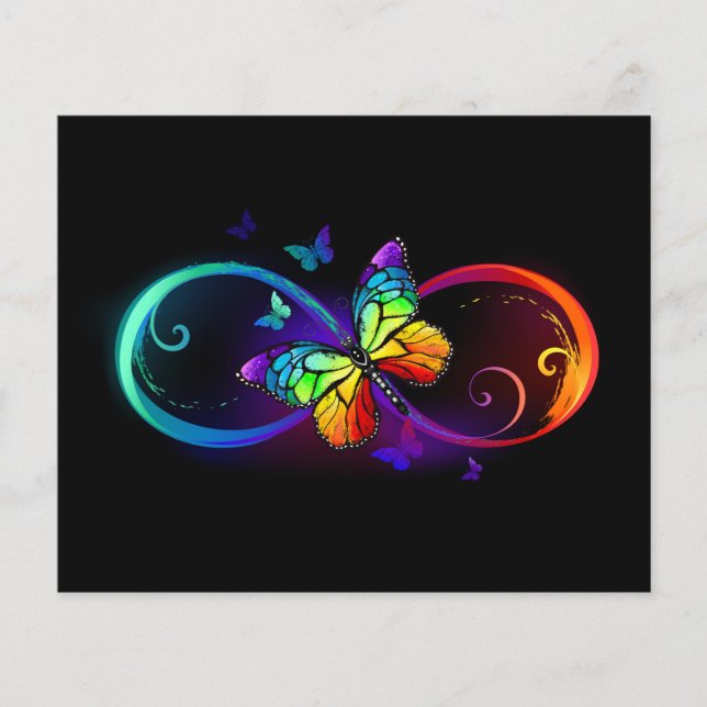 Vibrant infinity with rainbow butterfly on black flyer (Front)