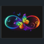 Vibrant infinity with rainbow butterfly on black flyer<br><div class="desc">Multicolor,  bright,  symbol of infinity with rainbow,  detailed butterfly monarch. Rainbow butterfly. Rainbow infinity.</div>