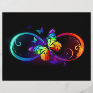 Vibrant infinity with rainbow butterfly on black flyer