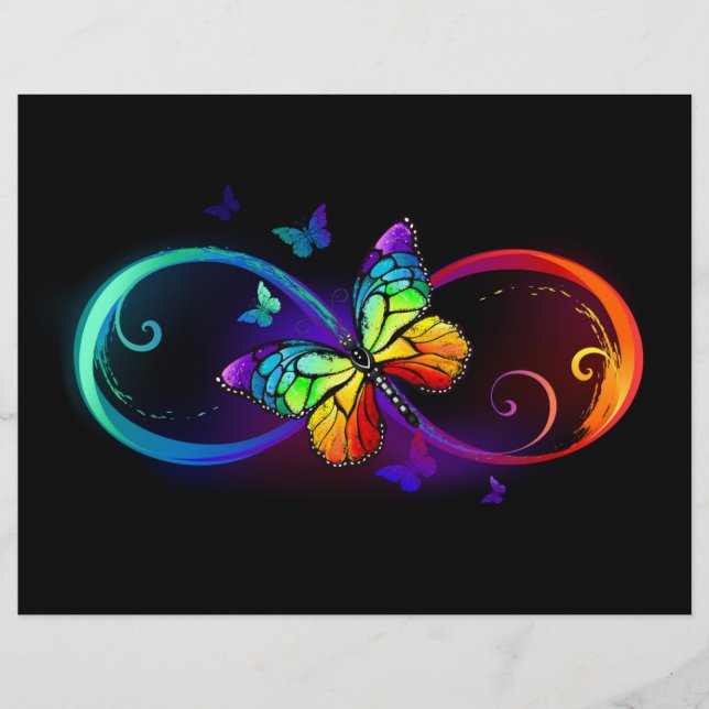 Vibrant infinity with rainbow butterfly on black flyer (Front)