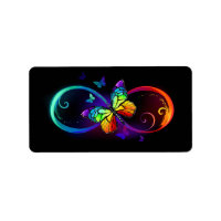 Vibrant infinity with rainbow butterfly on black