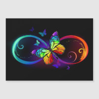 Vibrant infinity with rainbow butterfly on black