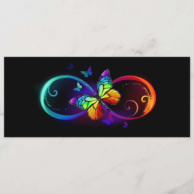 Vibrant infinity with rainbow butterfly on black menu (Front)