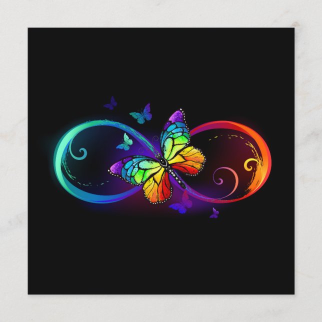 Vibrant infinity with rainbow butterfly on black menu (Front)