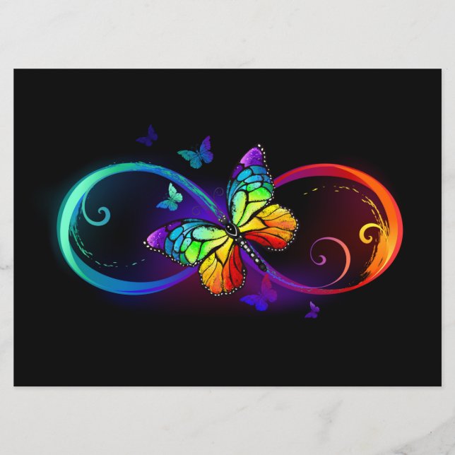 Vibrant infinity with rainbow butterfly on black  programme (Front)