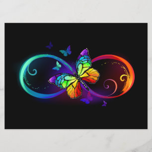 Vibrant infinity with rainbow butterfly on black  programme