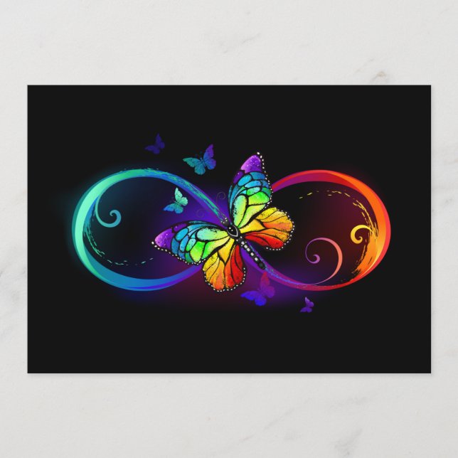 Vibrant infinity with rainbow butterfly on black programme (Front)
