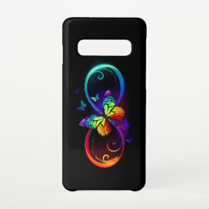Vibrant infinity with rainbow butterfly on black  samsung galaxy case