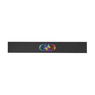 Vibrant infinity with rainbow butterfly on black wraparound address label