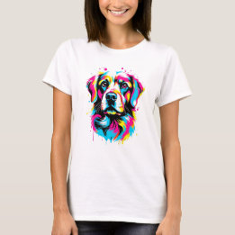 Vibrant Ink Splatter Dog Pop Art, Colourful T-Shirt
