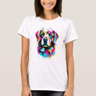 Vibrant Ink Splatter Dog Pop Art, Colourful T-Shirt