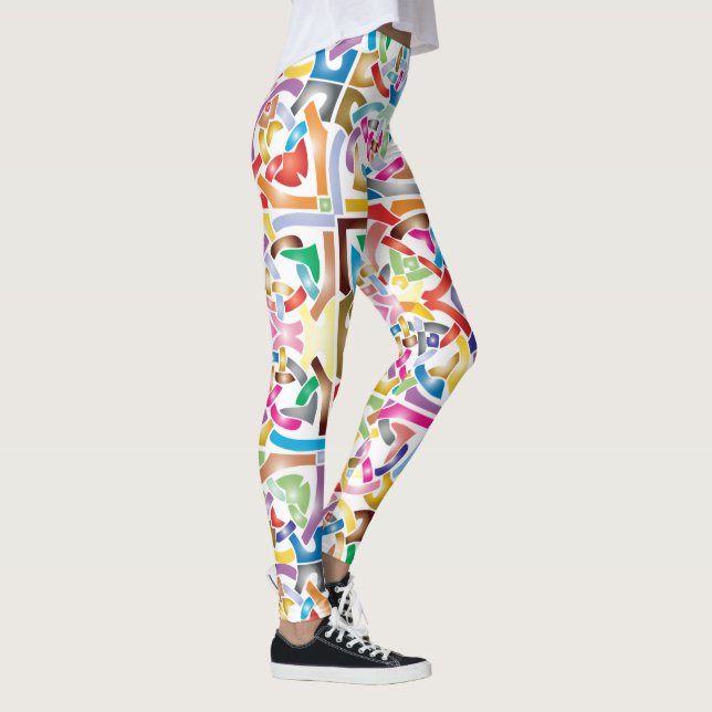Vibrant Intertwined Celtic Knots Design Leggings (Right)