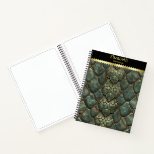 Vibrant, intricate snakeskin patterns notebook