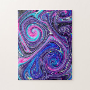 Vibrant Iridescent Liquid Marble Abstract Neon Jig Jigsaw Puzzle