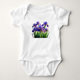 Vibrant Iris Blooms. Baby Bodysuit