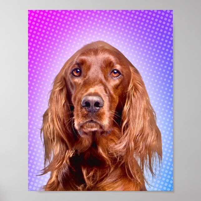 Vibrant Irish Setter Pop Art Poster (Front)