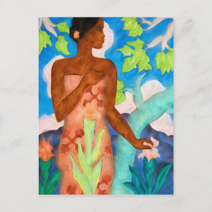 Vibrant Island Hues and Polynesian Woman Postcard