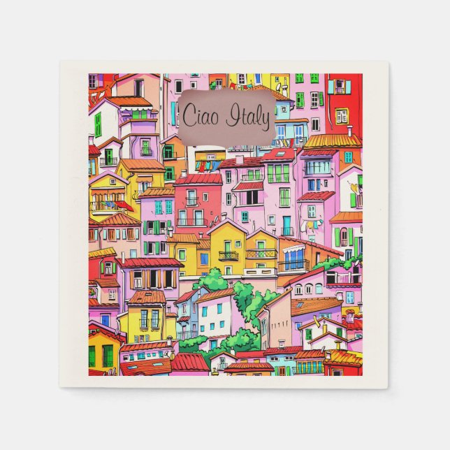 Vibrant Italian Facade Napkin (Front)