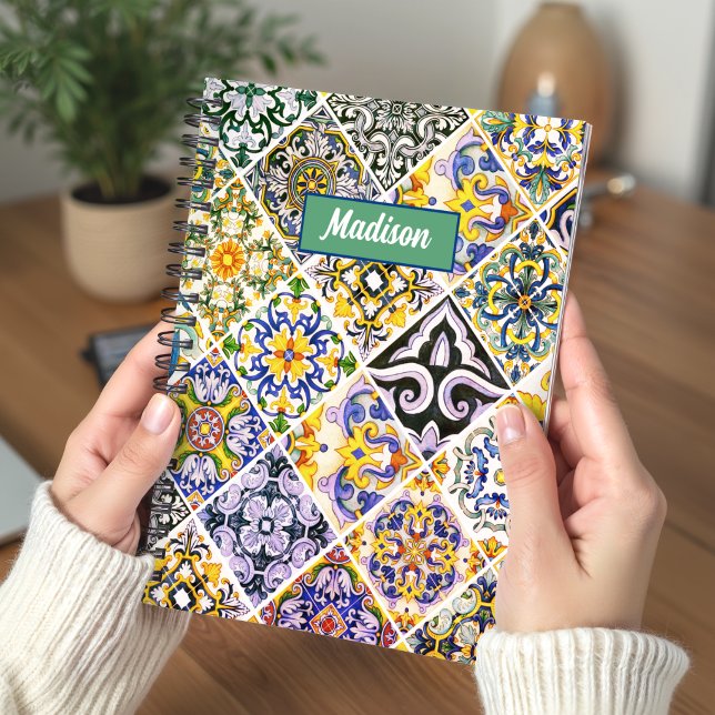 Vibrant Italian Majolica Green Tile Art Notebook (Creator Uploaded)