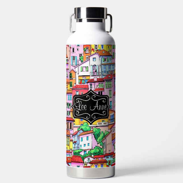 Vibrant Italian Village Water Bottle (Front)