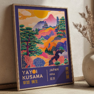 Vibrant Japanese Landscape Yayoi Kusama Exhibition Poster