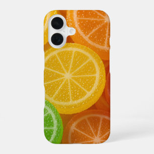 Vibrant Jelly Fruit Design with Sugar Crystal iPhone 16 Case