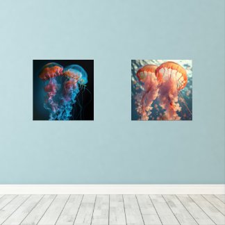 Vibrant jellyfish couple