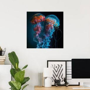 Vibrant jellyfish couple poster