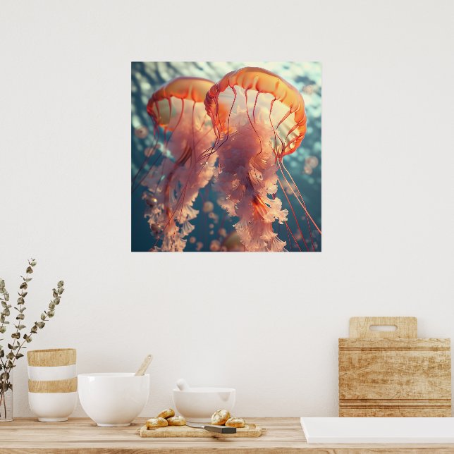 Vibrant jellyfish couple poster (Kitchen)
