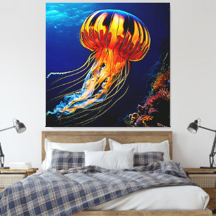 Vibrant Jellyfish Underwater Art Canvas Print