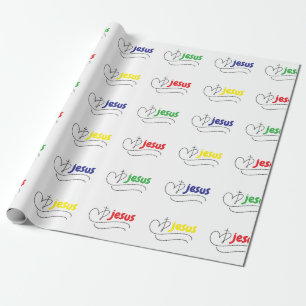 Vibrant Jesus Love Christan Wrapping Paper