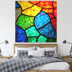 Vibrant Jewel Toned Stained Glass Texture Art Canvas Print