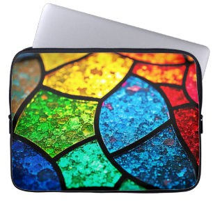 Vibrant Jewel Toned Stained Glass Texture Art Laptop Sleeve