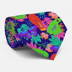 Vibrant jungle pattern tie