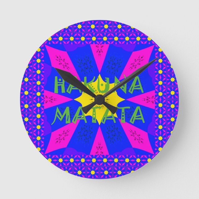 Vibrant Kaleidoscope: Hakuna Matata Beautiful Amaz Round Clock (Front)
