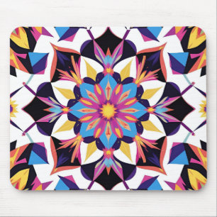 Vibrant Kaleidoscope Mandala Pattern Mouse Mat