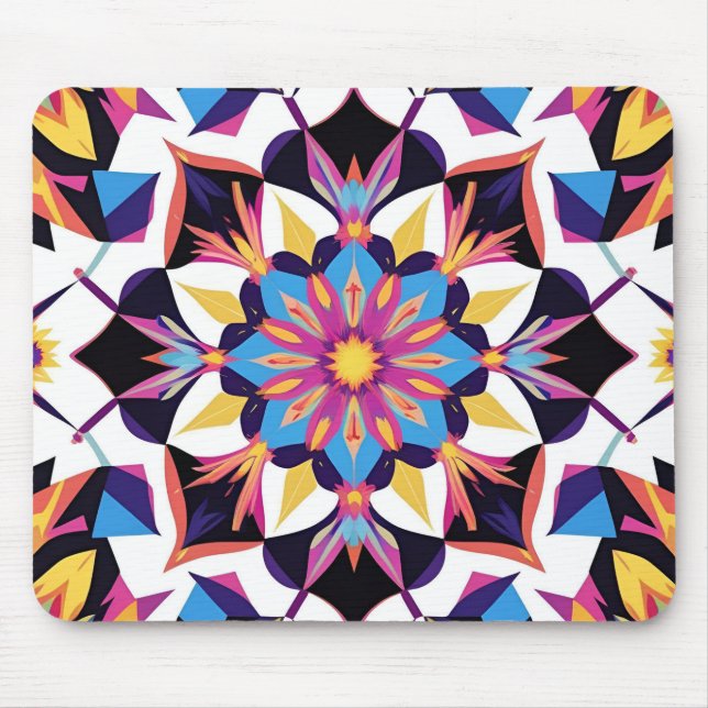 Vibrant Kaleidoscope Mandala Pattern Mouse Mat (Front)