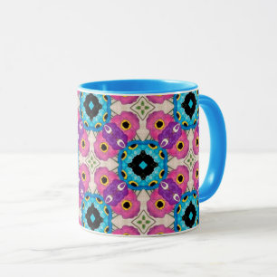 Vibrant Kaleidoscope Mug w/ Bright Blue interior