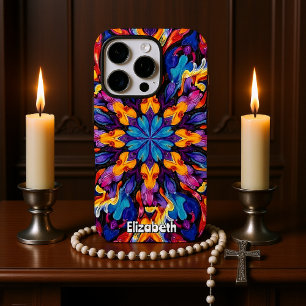 Vibrant Kaleidoscopic Abstract Mandala with Color iPhone 16 Pro Case