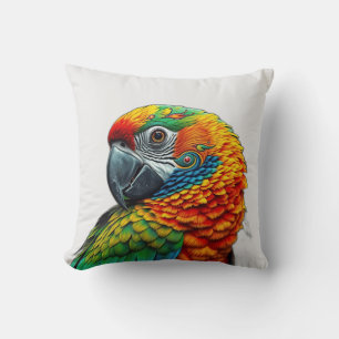Vibrant Kaleidoscopic Parrot Pattern Cushion