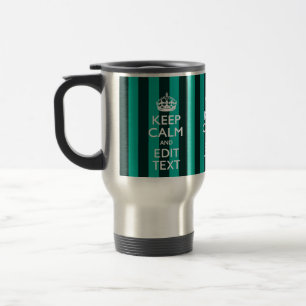 Vibrant Keep Calm Your Text Turquoise Stripes Travel Mug