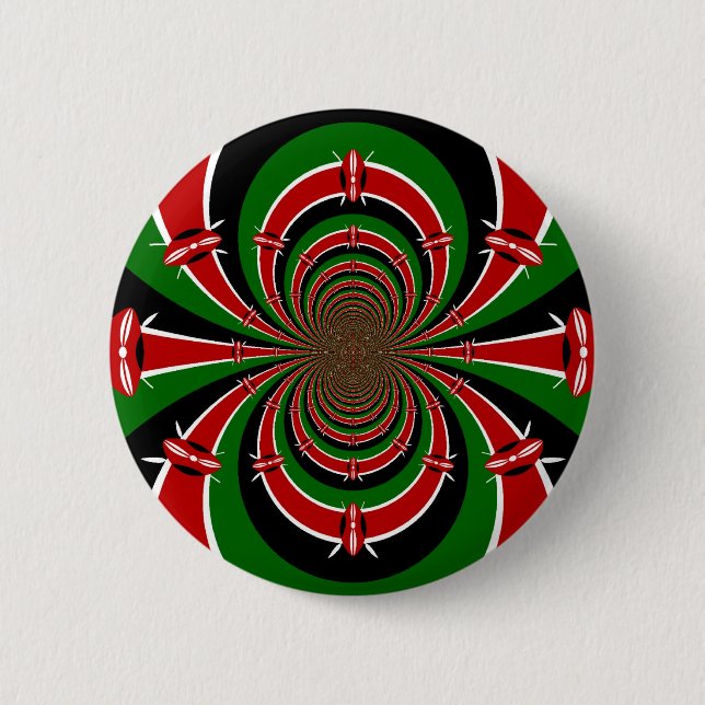 Vibrant Kenya Vision: Mirrored Kenyan Flag Art  6 Cm Round Badge (Front)