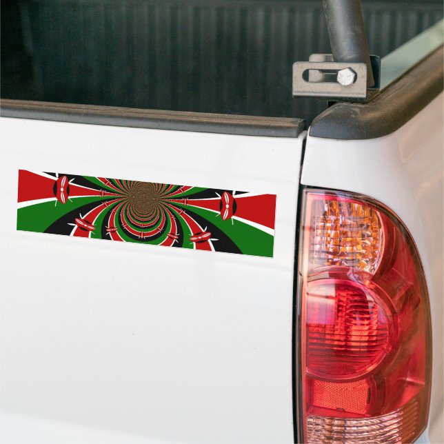 Vibrant Kenya Vision: Mirrored Kenyan Flag Art  Bumper Sticker (On Truck)